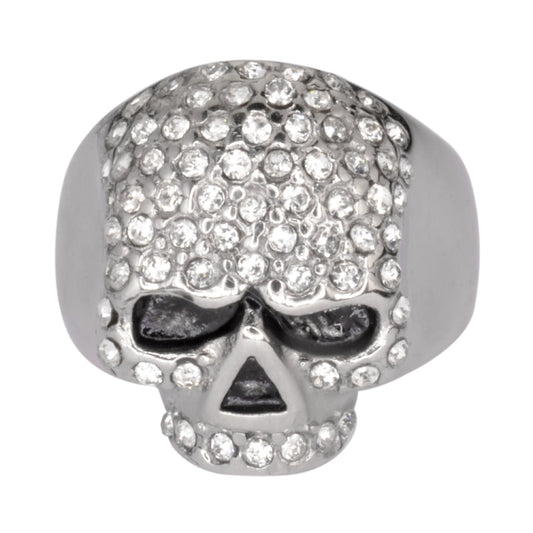 Sk1075 Ladies Bling Skull Imitation Diamond Ring Stainless Steel Motorcycle Jewelry Size 6-10 Rings