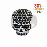 SK1075B Ladies Bling Skull Imitation Black Diamond Ring Stainless Steel Motorcycle Jewelry Size 6-10 Rings