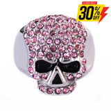 Sk1075P Ladies Bling Skull Imitation Pink Diamond Ring Stainless Steel Motorcycle Jewelry Size 6 -