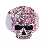 Sk1075P Ladies Bling Skull Imitation Pink Diamond Ring Stainless Steel Motorcycle Jewelry Size 6 -