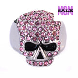Sk1075P Ladies Bling Skull Imitation Pink Diamond Ring Stainless Steel Motorcycle Jewelry Size 6 -