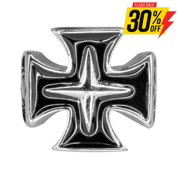 Sk1076 Maltese Cross Skull Ring Stainless Steel Motorcycle Jewelry Size 9-15 Rings