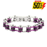 Sk1103S 1/2’’ Wide Two Tone Silver Candy Purple With Stones Stainless Steel Motorcycle Bike