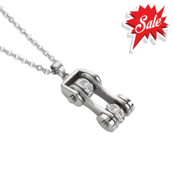 Sk1105N Ladies Bike Chain All Stainless Crystal Bling Necklace 19 Steel Motorcycle Jewelry Necklaces