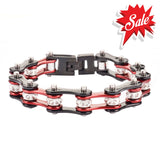 Sk1106 1/2’’ Wide Two Tone Black Candy Red With White Crystal Centers Ladies Bracelets