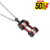 Sk1106N Ladies Bike Chain Black Candy Red Crystal Bling Necklace 19’’ Stainless Steel