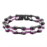 Sk1109 1/2’’ Wide Two Tone Black Purple With White Crystal Centers Stainless Steel Motorcycle