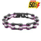 Sk1109 1/2’’ Wide Two Tone Black Purple With White Crystal Centers Stainless Steel Motorcycle