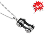 Sk1116N Ladies Bike Chain Silver Black Crystal Bling Necklace 19’’ Stainless Steel Motorcycle