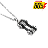 Sk1116N Ladies Bike Chain Silver Black Crystal Bling Necklace 19’’ Stainless Steel Motorcycle