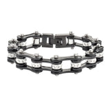 Sk1117 1/2’’ Wide All Black With White Crystal Centers Stainless Steel Motorcycle Bike Chain
