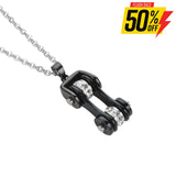 Sk1117N Ladies Bike Chain All Black Crystal Bling Necklace 19’’ Stainless Steel Motorcycle