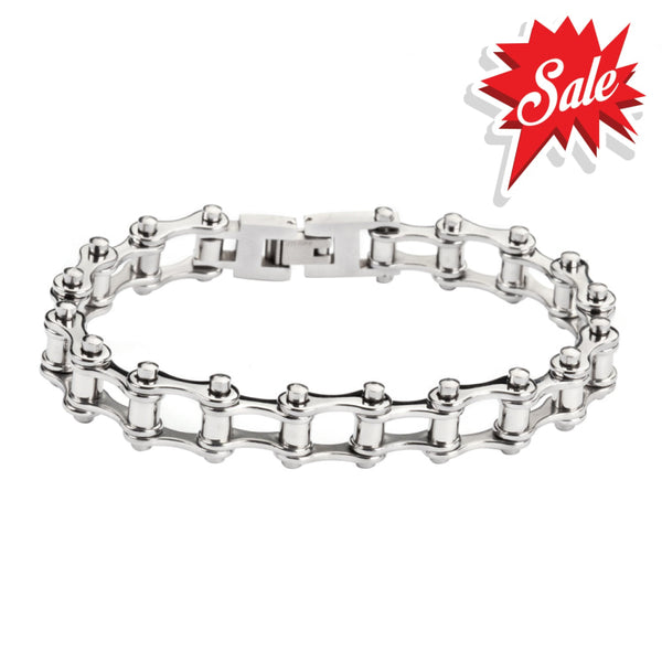 Sk1127 1/2’’ Wide All Stainless Steel - Motorcycle Bike Chain Bracelet Ladies Bracelets