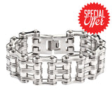 Sk1140 1’’ Wide All Stainless Steel Unisex Motorcycle Chain Bracelet