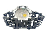 Sk1141 Watch With 1 Wide Bike Chain Bracelet Stainless Steel White Face - Black Band