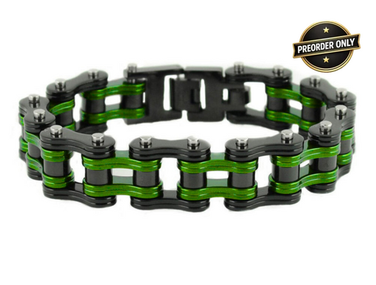 SK1144 Mens Dark Green Black 3/4’’ Bracelet Bracelet