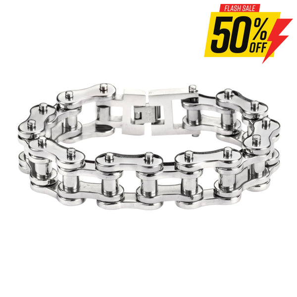 Sk1185 All Stainless 3/4’’ Wide Thick Link Men’s Steel Motorcycle Chain Bracelet 9 Bike Bracelets