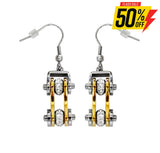 Sk1096E Two Tone Silver Gold With Crystal Centers Bike Chain Earrings Stainless Steel Motorcycle