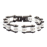Sk1198 1/2’’ Wide Two Tone Black White With Crystal Rollers Stainless Steel Motorcycle Bike