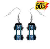 Sk1202E Two Tone Black Blue With Crystal Centers Bike Chain Earrings Stainless Steel Motorcycle