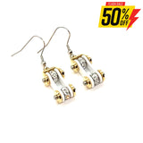 Sk1290E Two Tone Gold White With Crystal Centers Bike Chain Earrings Stainless Steel Motorcycle