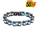 Sk1293 1/2’’ Wide Tri-Color Blue Black Silver Original Design Stainless Steel Motorcycle Bike