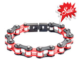 Sk1294 1/2’’ Wide Tri-Color Black Red Silver Original Design Stainless Steel Motorcycle Bike