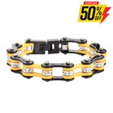 Sk1299 1/2’ Wide Two Tone Black Yellow With White Crystal Rollers Stainless Steel Motorcycle Bike