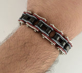 Sk1309 Quad Color Silver Red Grey Black 3/4’’ Wide Double Link Design Men’s Stainless Steel