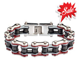 Sk1309 Quad Color Silver Red Grey Black 3/4’’ Wide Double Link Design Men’s Stainless Steel