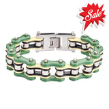 Sk1315 Quad Color Green Cream Black Silver 3/4’’ Wide Double Link Design Men’s Stainless