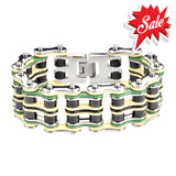 Sk1317 Quad Color 1’’ Wide Silver Tan Green Black Men’s Stainless Steel Motorcycle Chain Bike