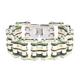 Sk1318 Quad Color 1’’ Wide Tan Silver Green Black Men’s Stainless Steel Motorcycle Chain