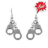 Sk1458 Double Handcuff Earrings French Wire Stainless Steel Motorcycle Biker Jewelry