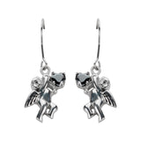 Sk1472 Cherub Angel Earrings Black Heart Shape Stones French Wire Stainless Steel Motorcycle Biker