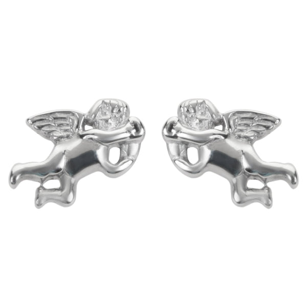 Sk1474 Cherub Angel Earrings Post & Nut Stainless Steel Motorcycle Biker Jewelry