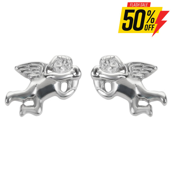 Sk1474 Cherub Angel Earrings Post & Nut Stainless Steel Motorcycle Biker Jewelry