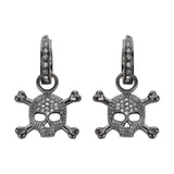 SK1522 Hoop Bling Black Skull Earrings Imitation Diamonds Stainless Steel Motorcycle Biker Jewelry Earrings