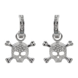 SK1525 Bling Skull Earrings Silver Tone Imitation Diamonds Stainless Steel Motorcycle Biker Jewelry Earrings