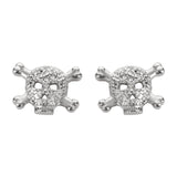 Sk1529 Bling Stone Skull Earrings Silver Tone Imitation Diamonds Post & Nut Stainless Steel
