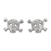 Sk1529 Bling Stone Skull Earrings Silver Tone Imitation Diamonds Post & Nut Stainless Steel