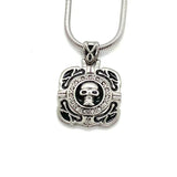 Sk1532 Skull Crystal Bling Pendant 16.5’’ Necklace Wide Stainless Steel Motorcycle Jewelry