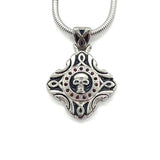 Sk1534 Skull Crystal Bling Pendant 16.5’’ Necklace Wide Stainless Steel Motorcycle Jewelry Ruby