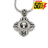 Sk1534 Skull Crystal Bling Pendant 16.5’’ Necklace Wide Stainless Steel Motorcycle Jewelry