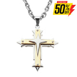 Sk1560 2.5 Triple Layer Cross With 5 Millimeter Byzantine Necklace 24 Stainless Steel Religious