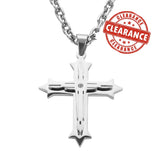 Sk1566 2.5 Triple Layer Cross With 5 Millimeter Byzantine Necklace 24 Stainless Steel Religious