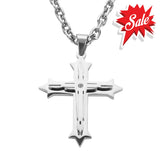 Sk1566 2.5 Triple Layer Cross With 5 Millimeter Byzantine Necklace 24 Stainless Steel Religious