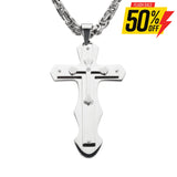 Sk1568 2.5 Triple Layer Cross With 5 Millimeter Byzantine Necklace 24 Stainless Steel Religious