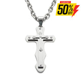 Sk1569 4 Triple Layer Cross With 5 Millimeter Byzantine Necklace 24 Stainless Steel Religious