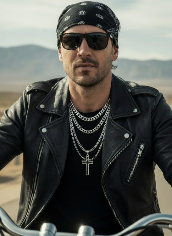 SK1572 2.5’’ Onyx Inlay Cross With 5 Millimeter Byzantine Necklace 24’’ Stainless Steel Religious Jewelry Necklaces